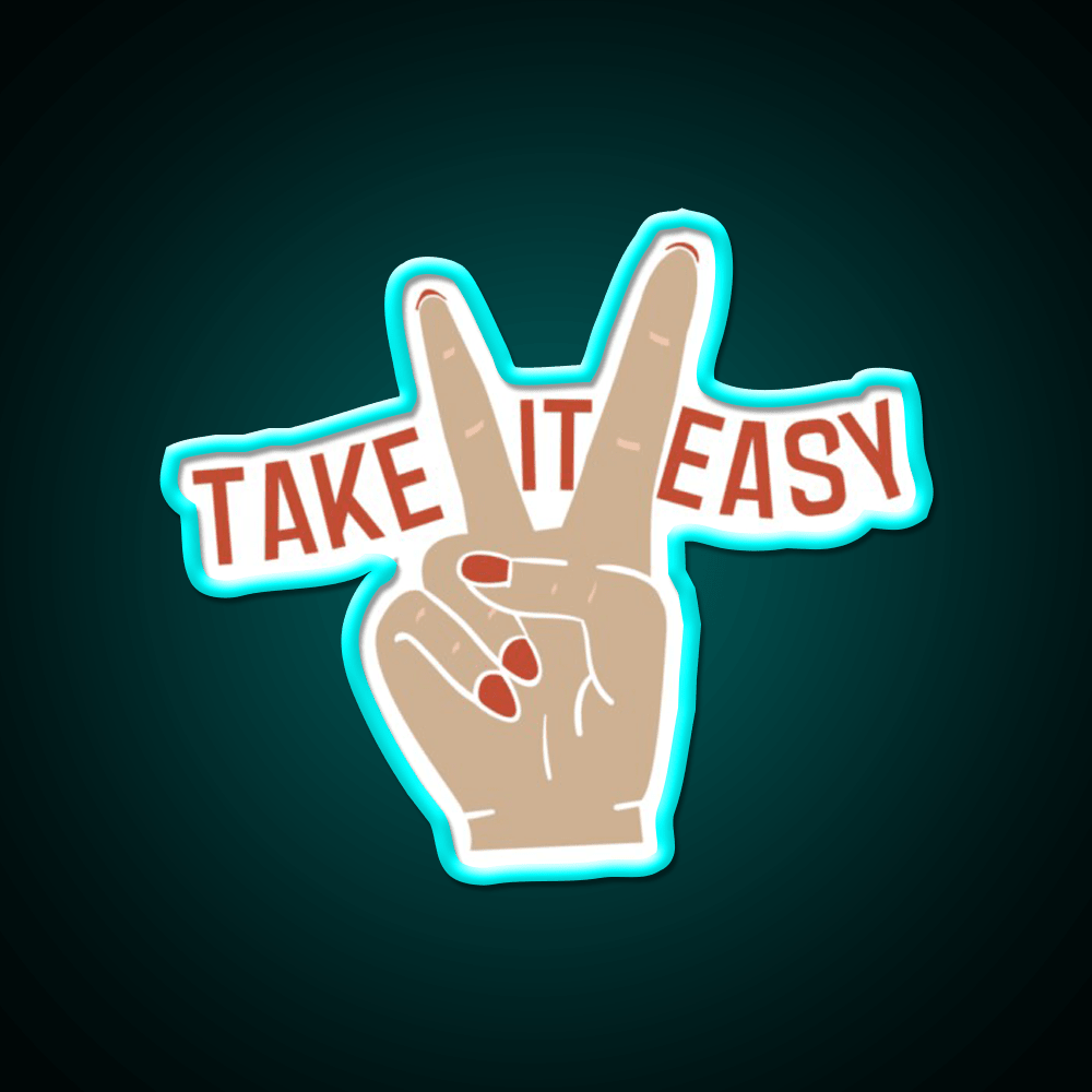 Painted Nails Take It Easy Peace Sign Nail Salon Led Neon Sign Rgb Color - Shineneon