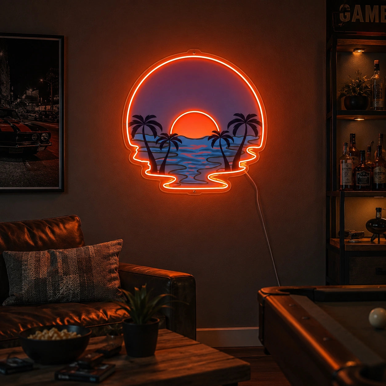Palm Ocean Sunset Neon Sign LED Neon Sign real lifestyle scene