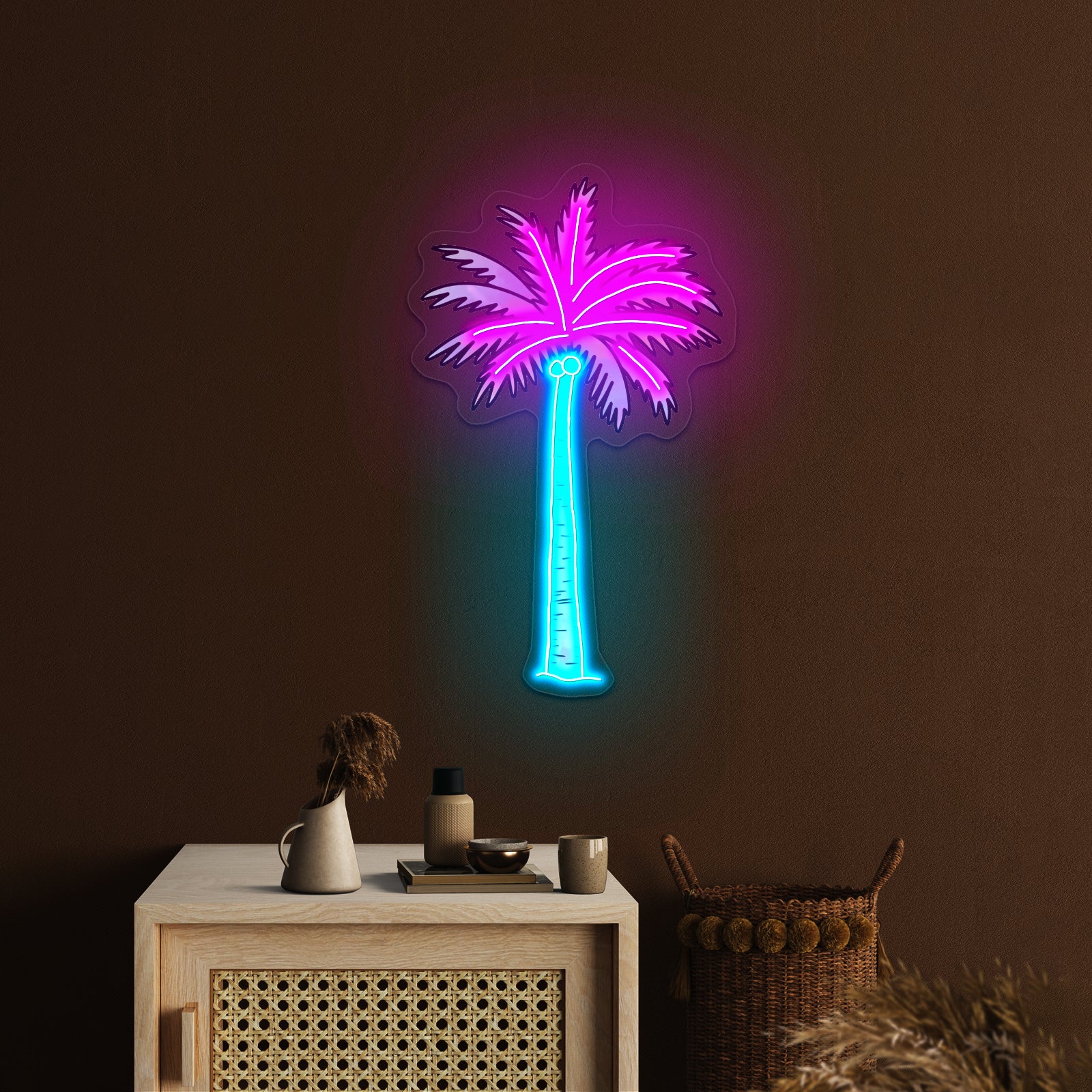 Palm Tree Tie Dye Artwork Custom Neon Sign For Aesthetic Home Decor