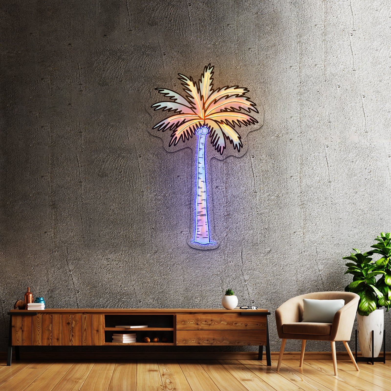 Palm Tree Tie Dye Artwork Custom Neon Sign For Aesthetic Home Decor