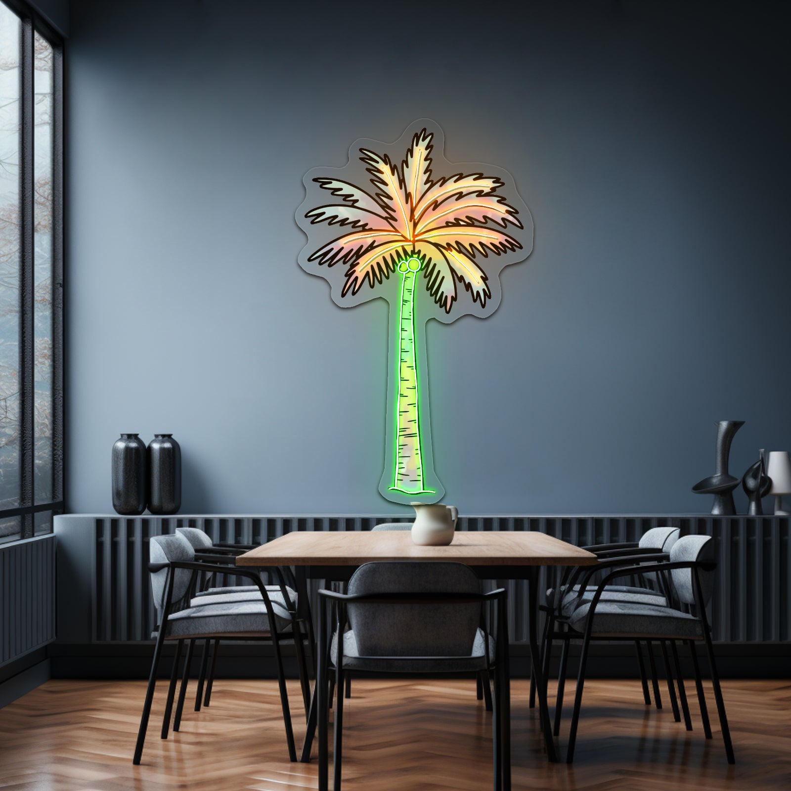 Palm Tree Tie Dye Artwork Custom Neon Sign For Aesthetic Home Decor