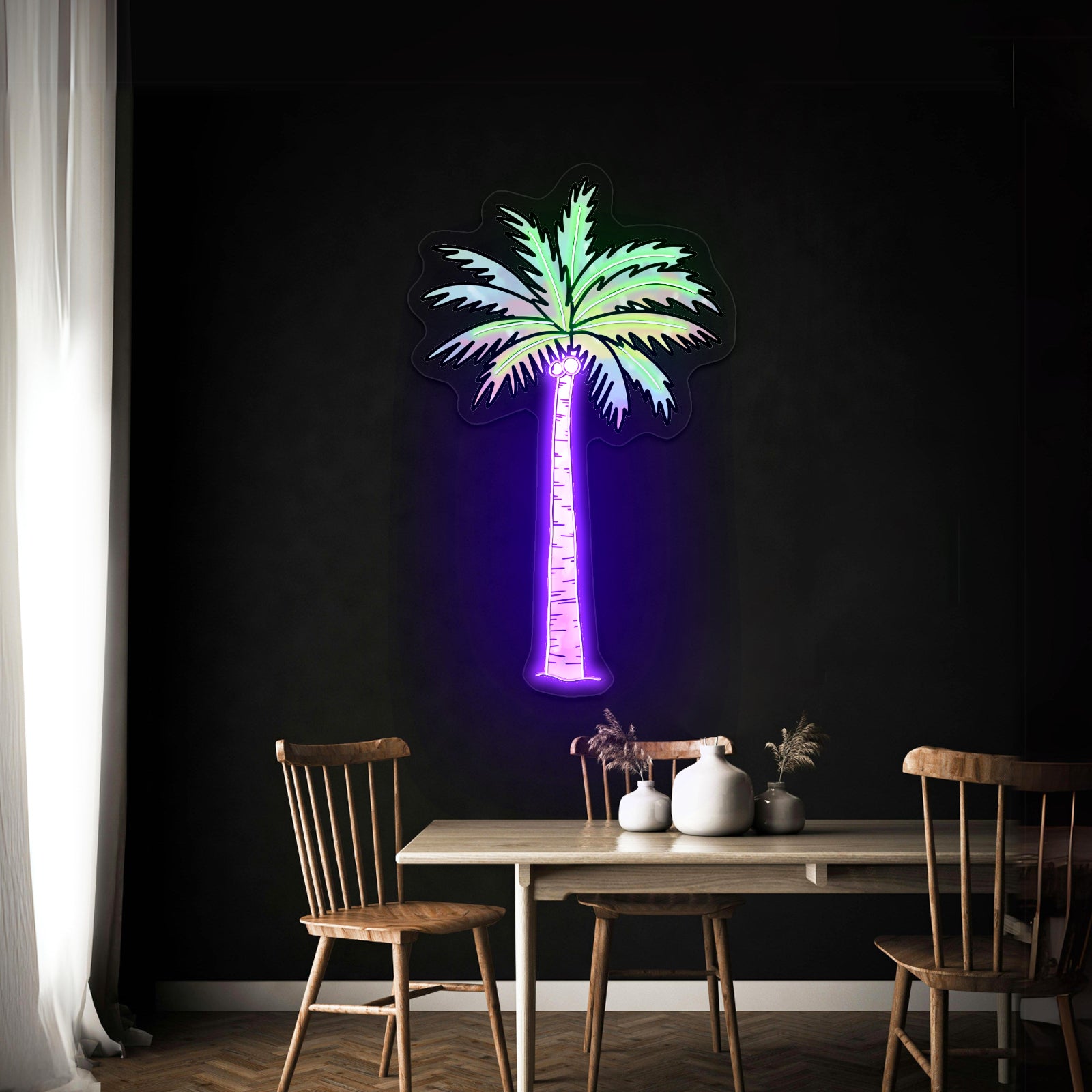 Palm Tree Tie Dye Artwork Custom Neon Sign For Aesthetic Home Decor