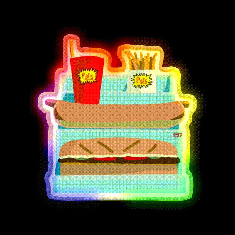 Pals Resturant Building Fast Food Led Neon Sign For Burger Place Rgb Color - LED neon sign close-up detail
