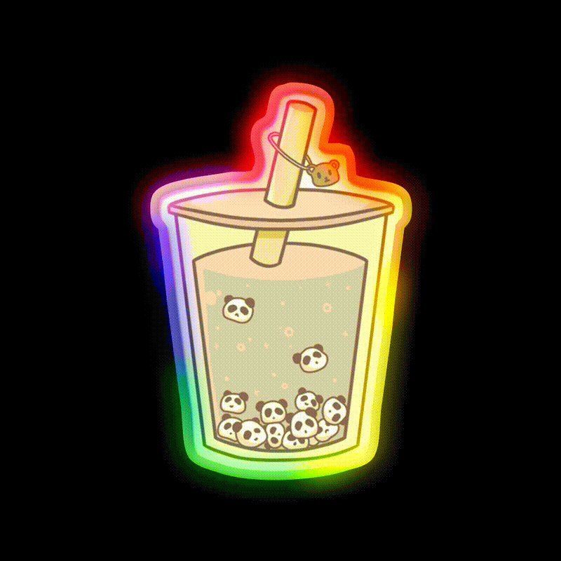 Panda Bubble Tea Led Neon Sign Chinese Food Rgb Color