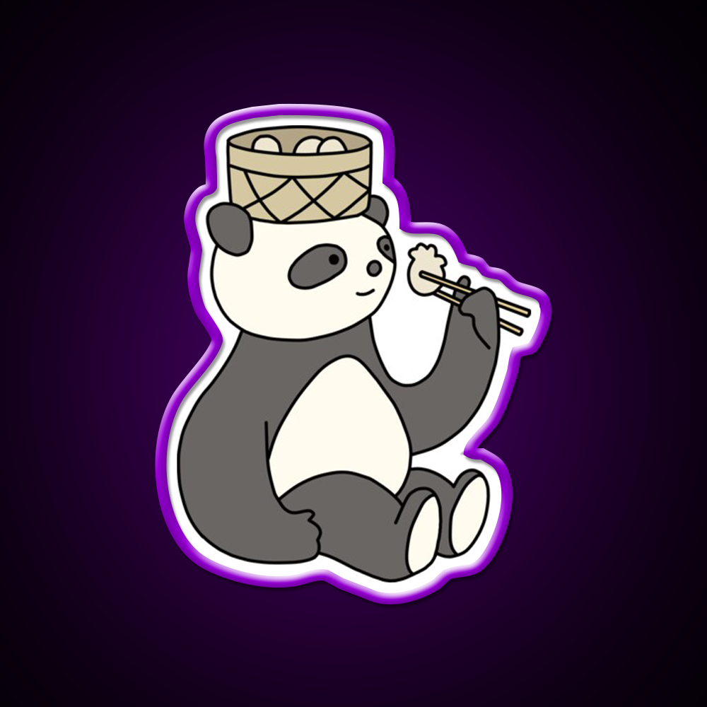 Panda Dumplings Led Neon Sign Chinese Food Rgb Color