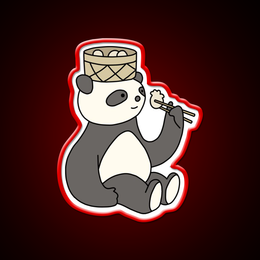 Panda Dumplings Led Neon Sign Chinese Food Rgb Color
