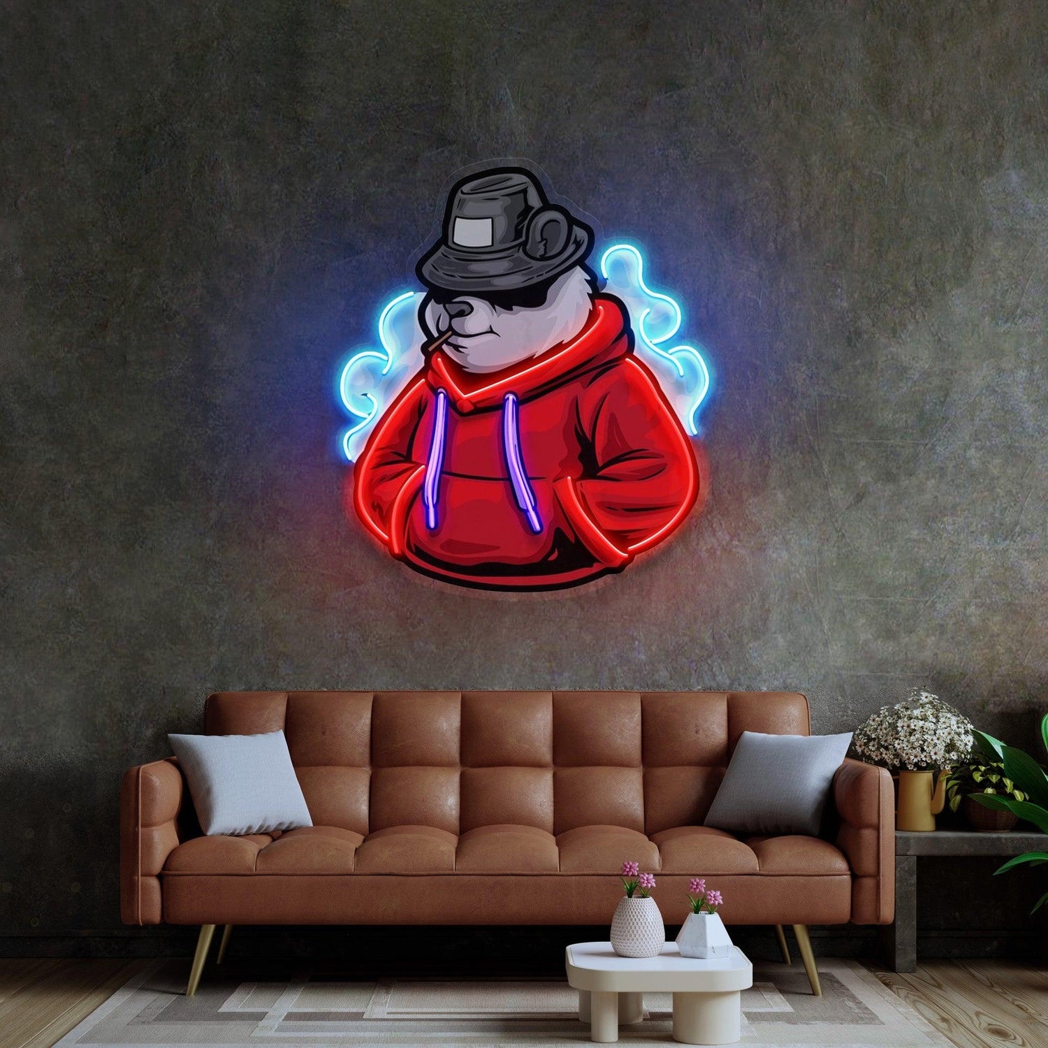 Panda Hoodie Red Blue Purple Uv Printed Led Neon Sign For Indoor Wall Art Decor | Shineneon