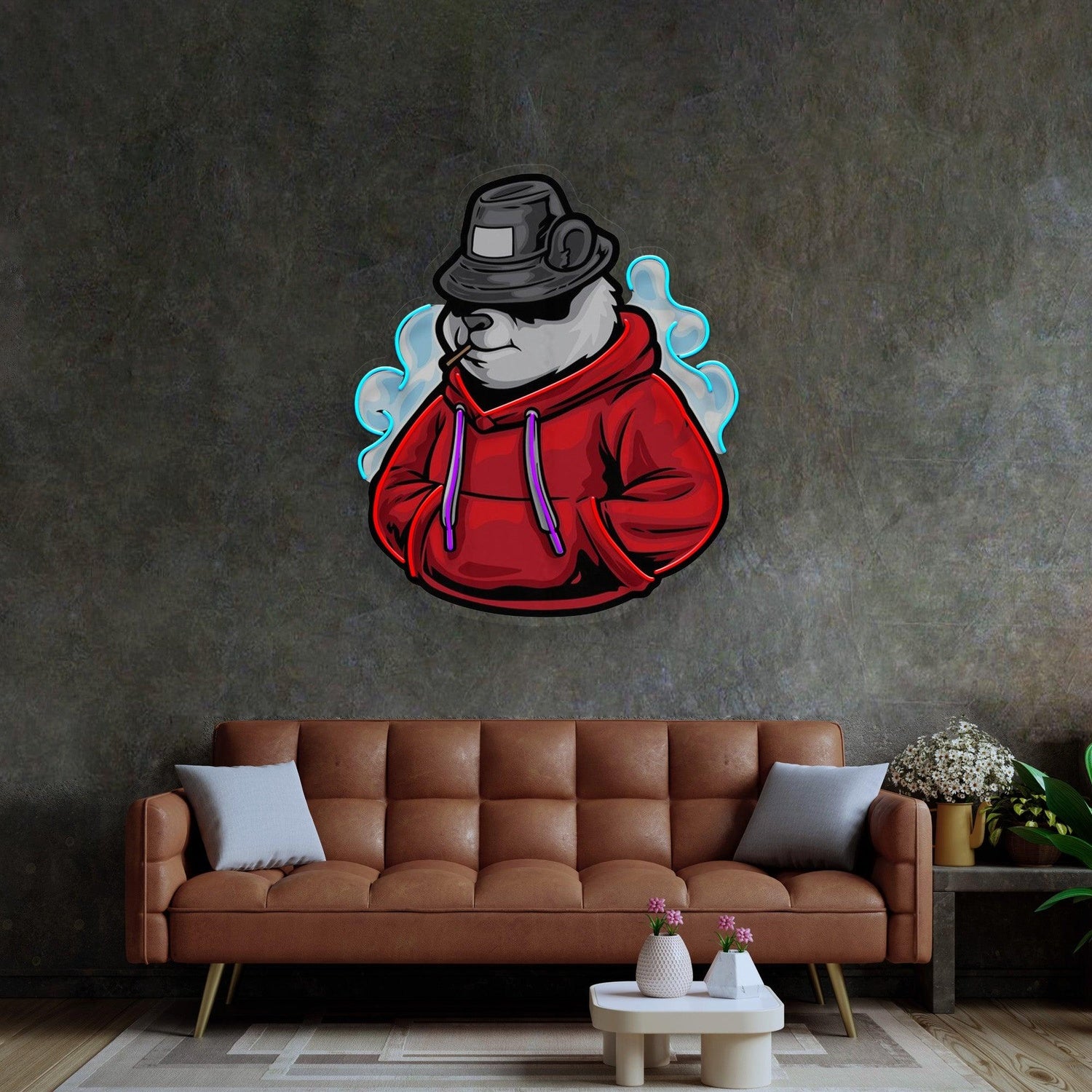 Panda Hoodie Red Blue Purple Uv Printed Led Neon Sign For Indoor Wall Art Decor | Shineneon