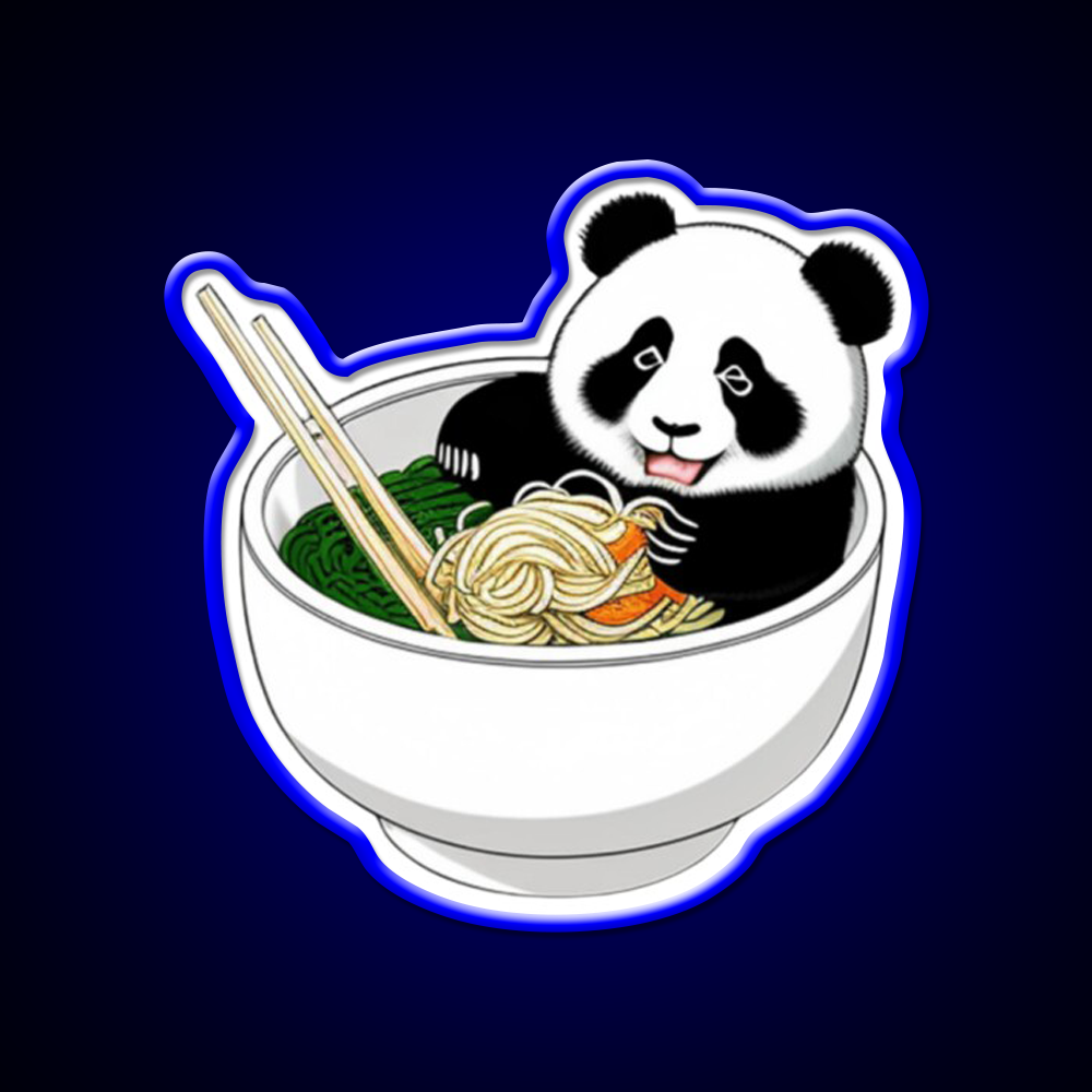 Panda In The Noodles Led Neon Sign Chinese Food Rgb Color