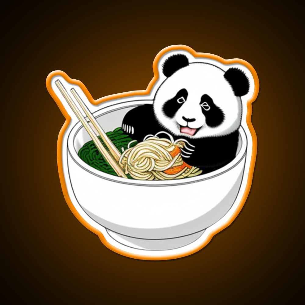 Panda In The Noodles Led Neon Sign Chinese Food Rgb Color