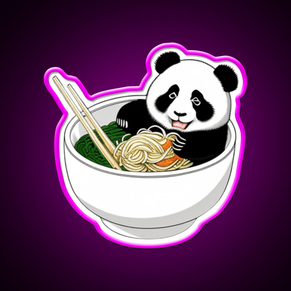 Panda In The Noodles Led Neon Sign Chinese Food Rgb Color - Shineneon