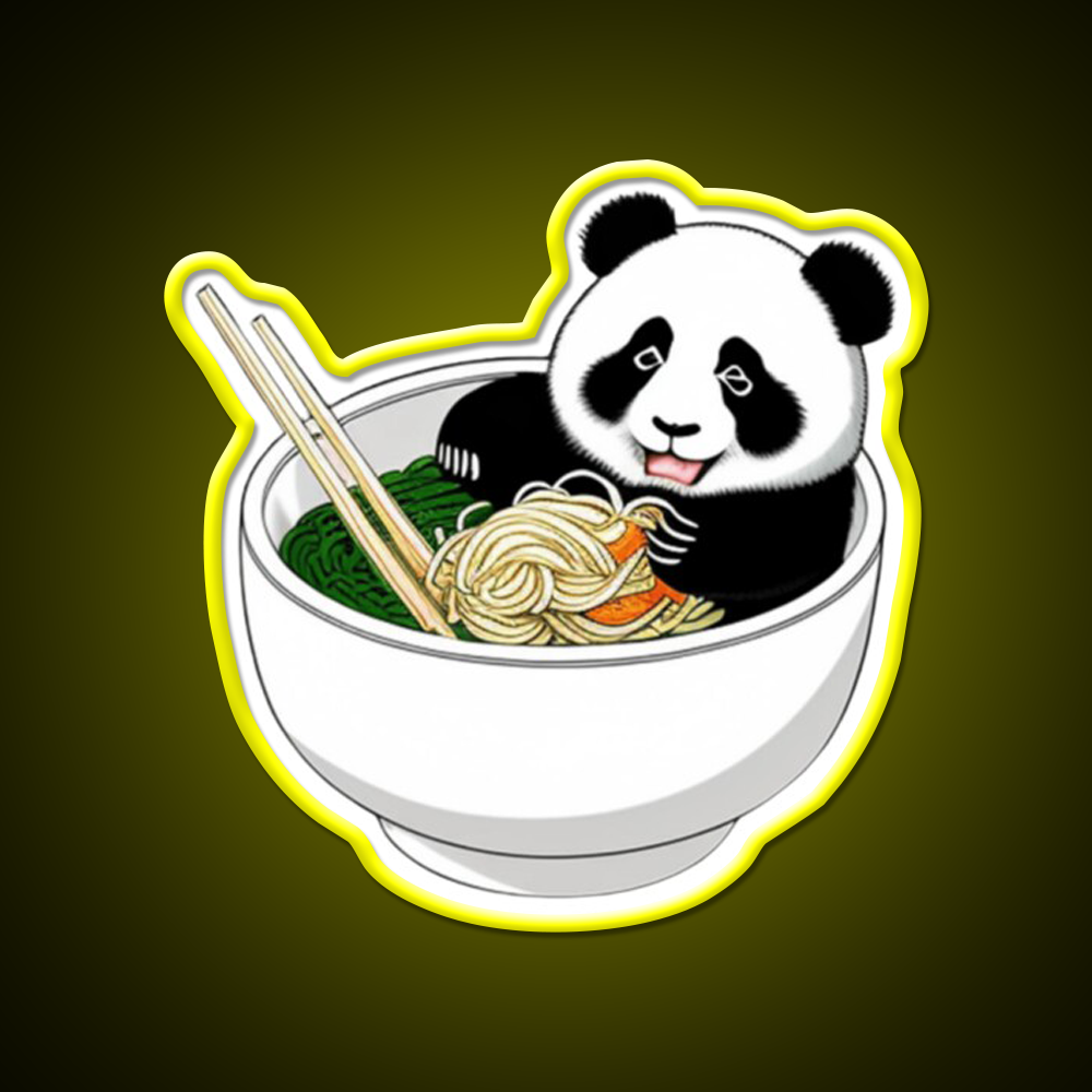 Panda In The Noodles Led Neon Sign Chinese Food Rgb Color