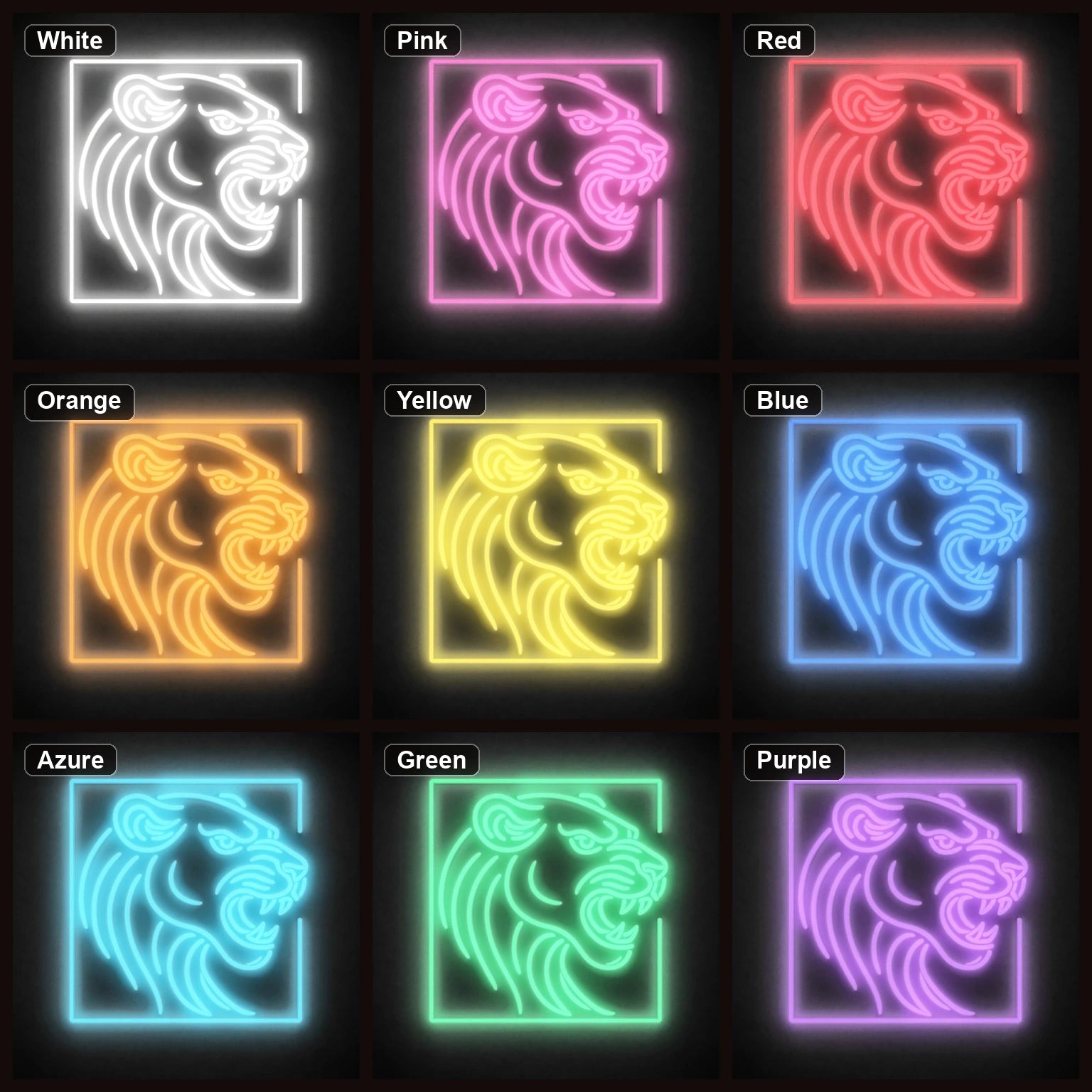 Panther Head LED Neon Sign Garage Man Cave Neon Sign color grid