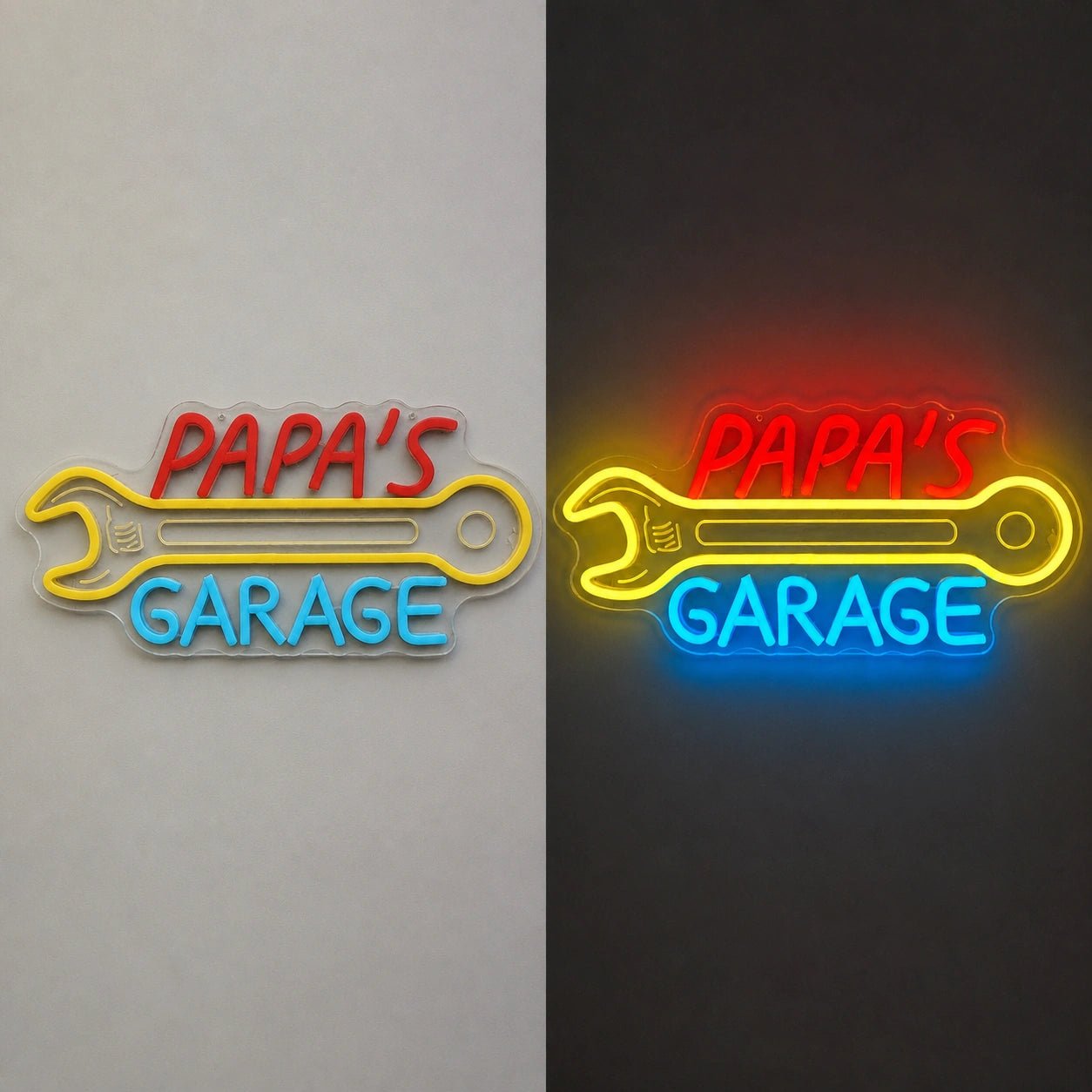 Papas Garage Wrench Vintage LED Neon Sign - Shineneon