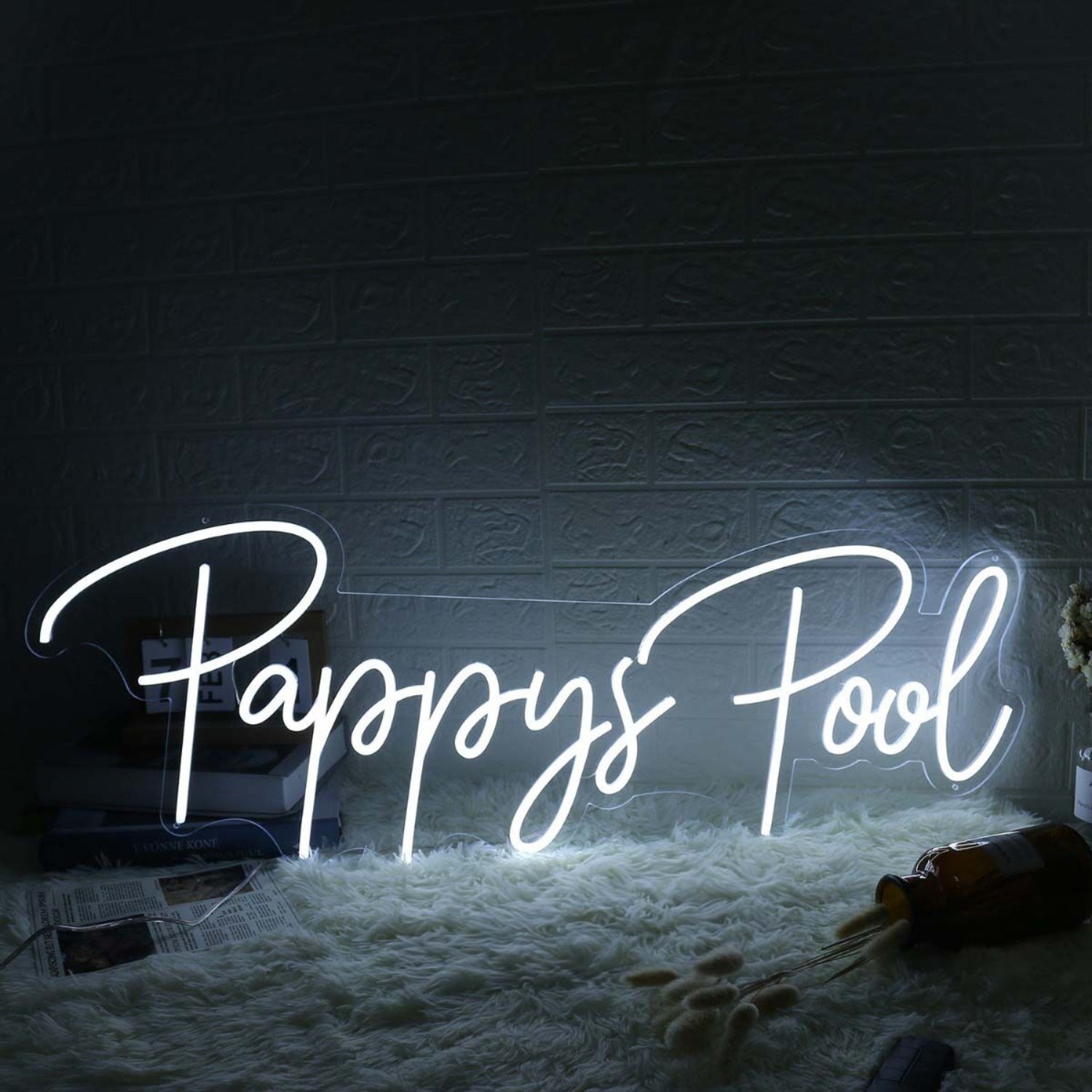Pappys Pool White Led Neon Sign - Shineneon