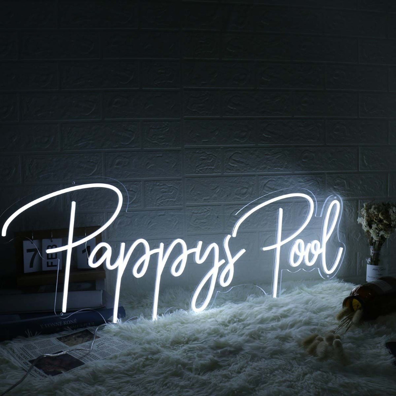 Pappys Pool White Led Neon Sign - Shineneon