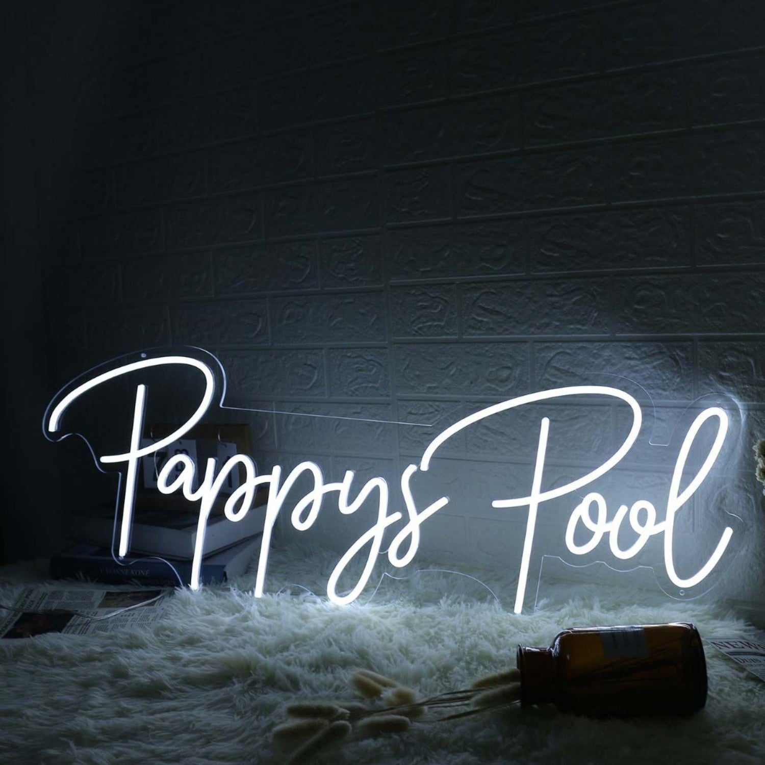 Pappys Pool White Led Neon Sign - Shineneon