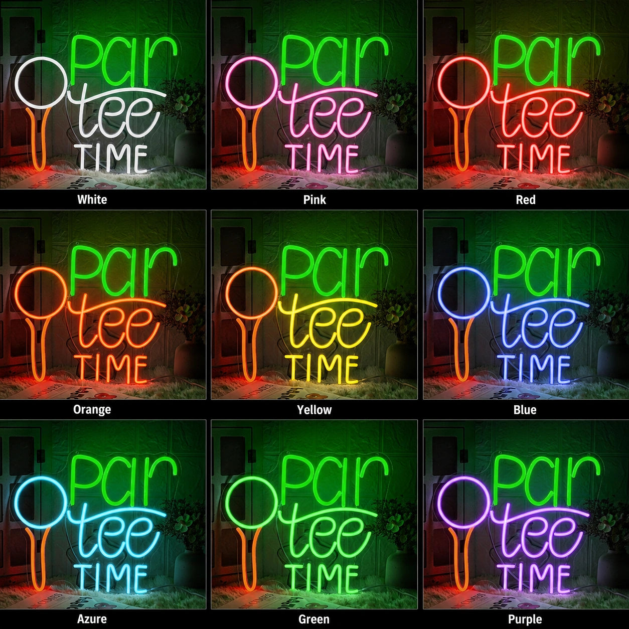 Par Tee Time Neon Sign LED Neon Sign color grid