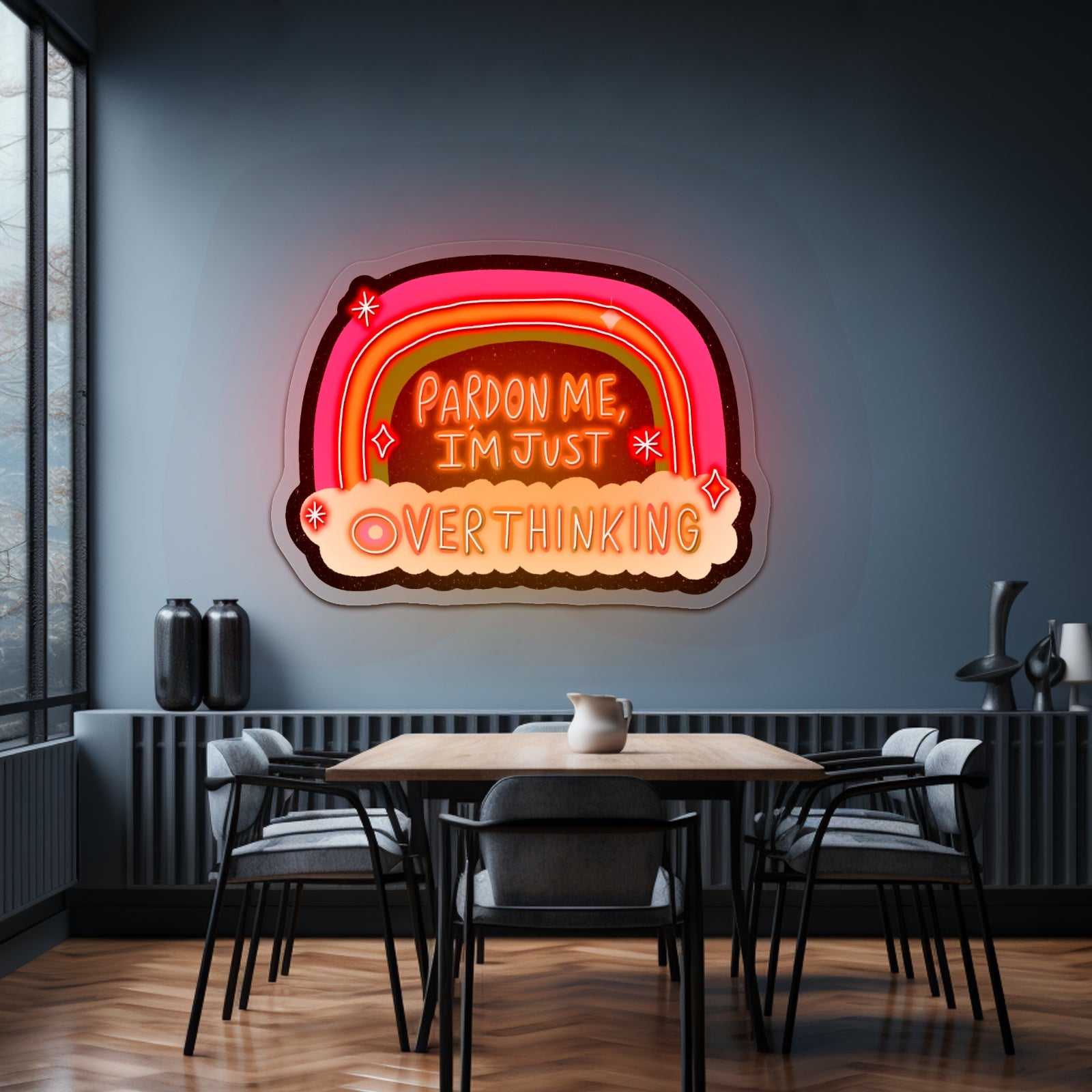 Pardon Me Im Just Overthinking Rainbow Artwork Outdoor Neon Signs - Shineneon