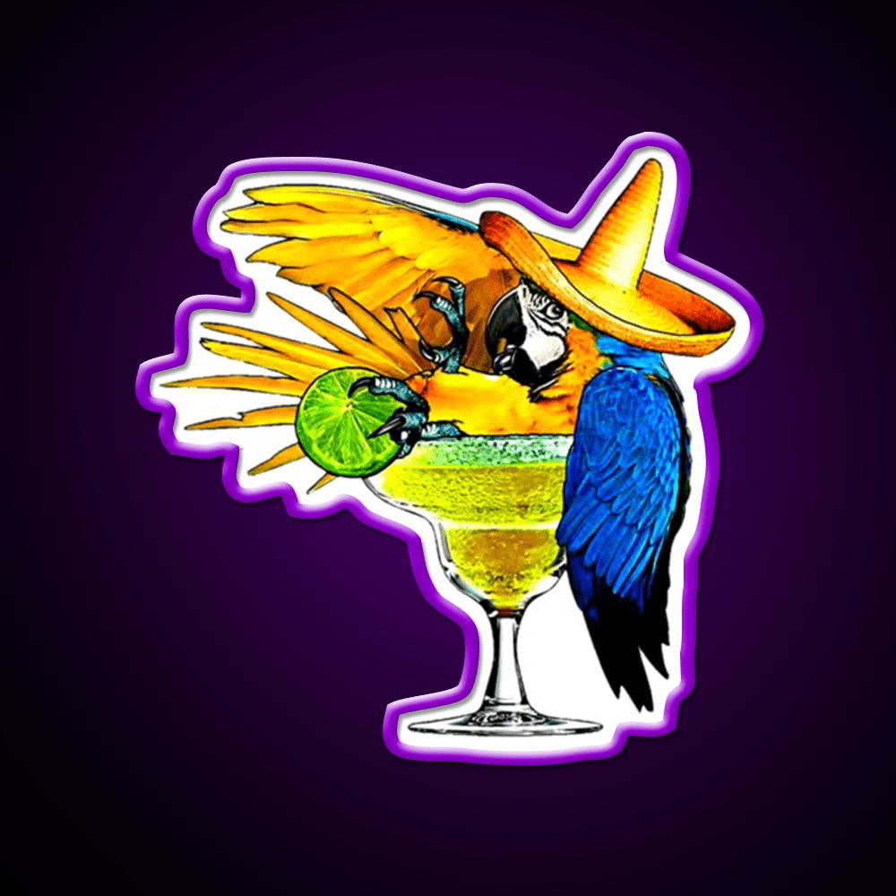 Parrot Drinking Tequila Party Drink Tequila Led Neon Sign Rgb Color - Shineneon