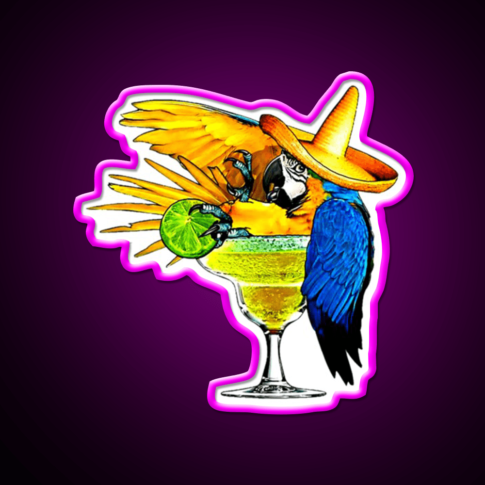 Parrot Drinking Tequila Party Drink Tequila Led Neon Sign Rgb Color - Shineneon