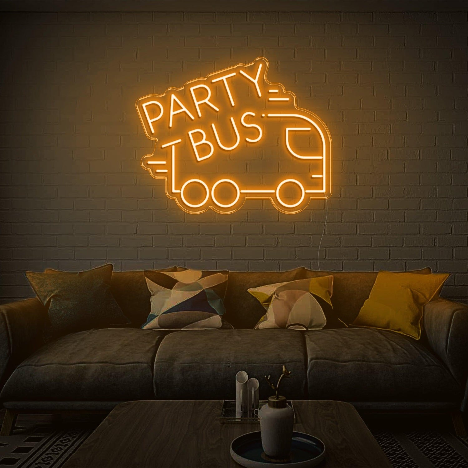 Party Bus White Led Neon Sign Modern Graphic Text Design For Home Decor | Shineneon