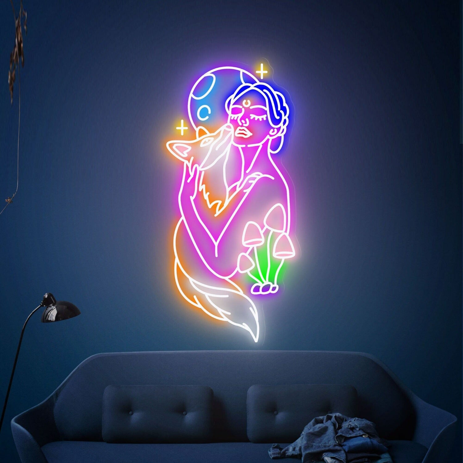 Party Fox In The Arms Of A Beautiful Woman Led Neon Sign | Shineneon
