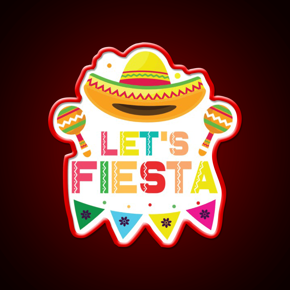 Party Lets Fiesta Maracas Sombrero Taco Led Neon Sign Rgb Color - Shineneon
