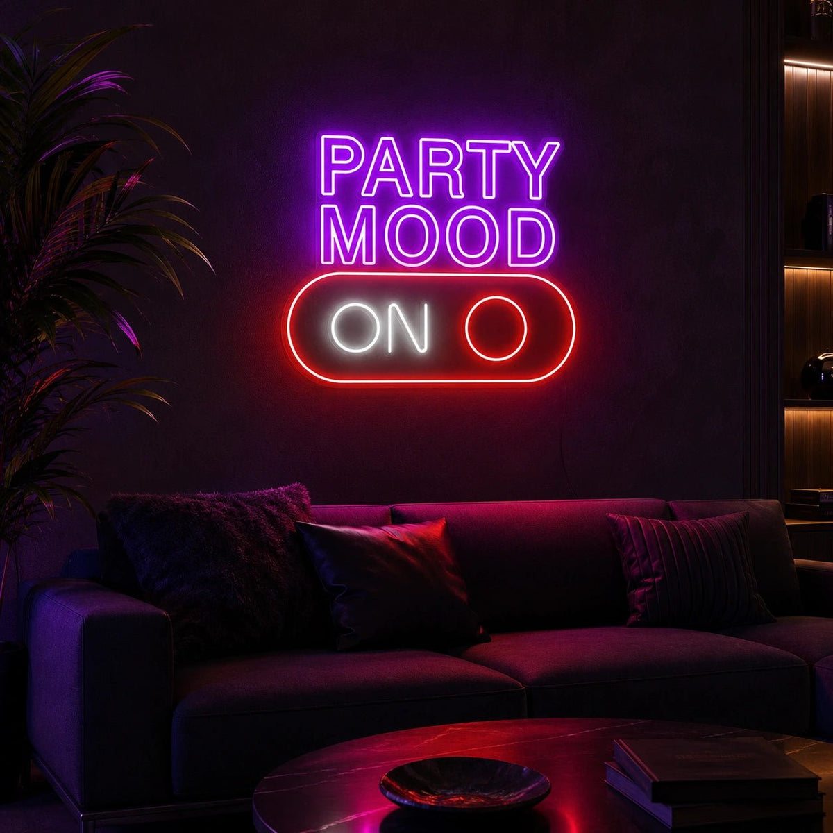 Party Mood On Stacked Script LED Neon Sign - Shineneon