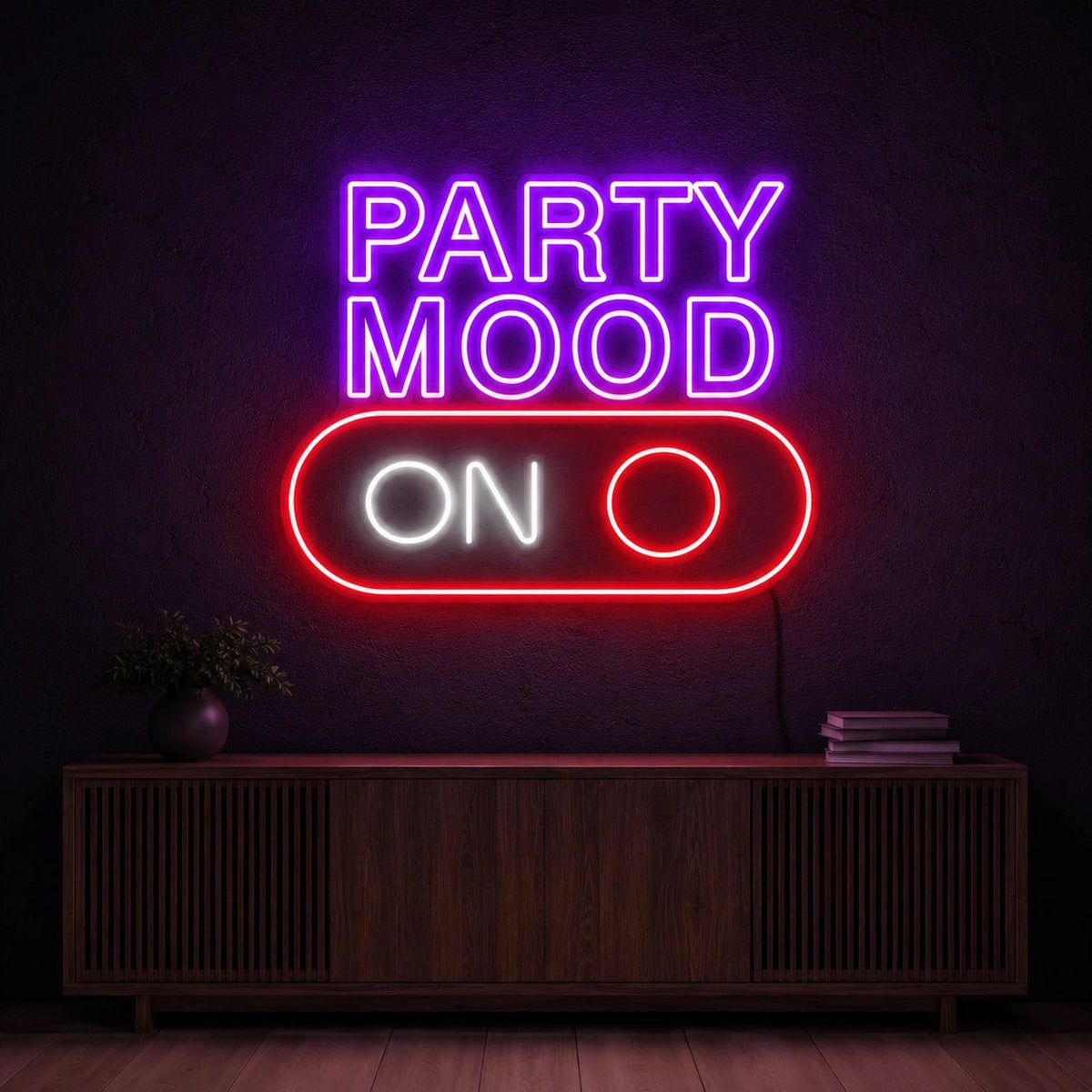 Party Mood On Stacked Script LED Neon Sign - Shineneon