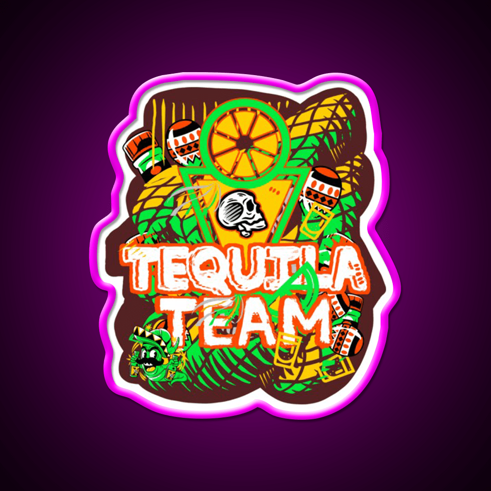 Party Team Party Drink Tequila Led Neon Sign Rgb Color - Shineneon