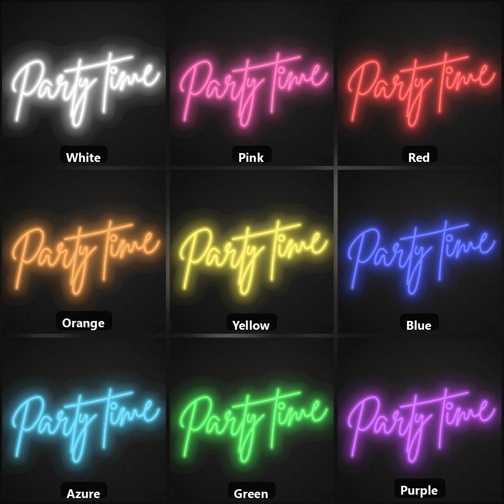Party Time LED Neon Sign Garage Man Cave Neon Sign color grid