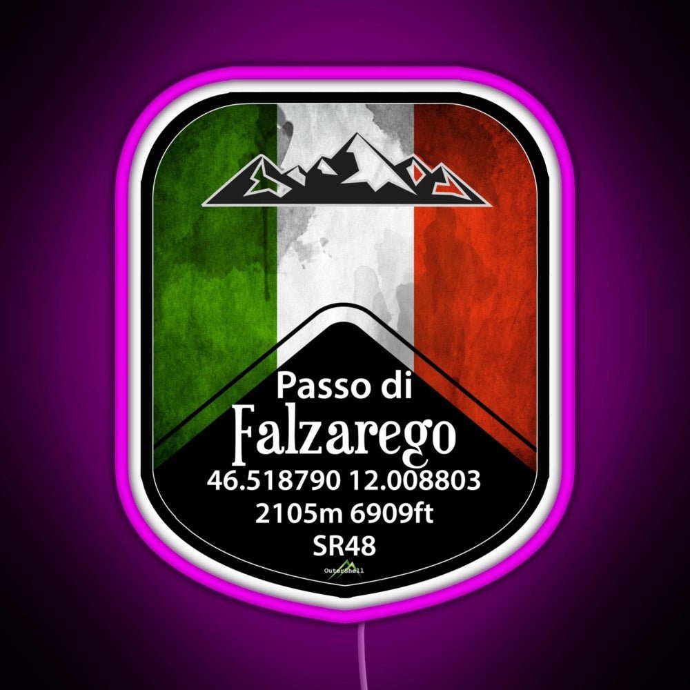 Passo Falzarego Italy Motorcycle Cycle Altitude Sticker Rgb Neon Sign - Shineneon