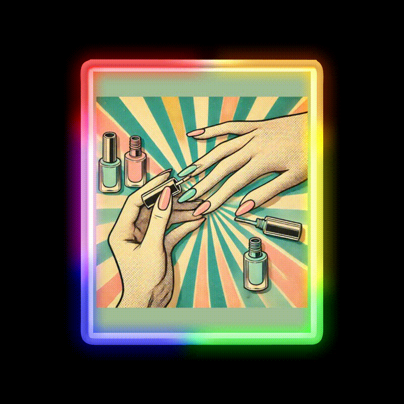 Pastel Nail Art Poster For Beauty Lovers Nail Salon Led Neon Sign Rgb Color