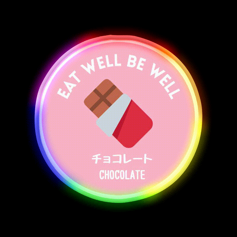 Pastel Pink Chocolate Bar Japanese Food Snack Food Led Neon Sign Rgb Color - LED neon sign close-up detail