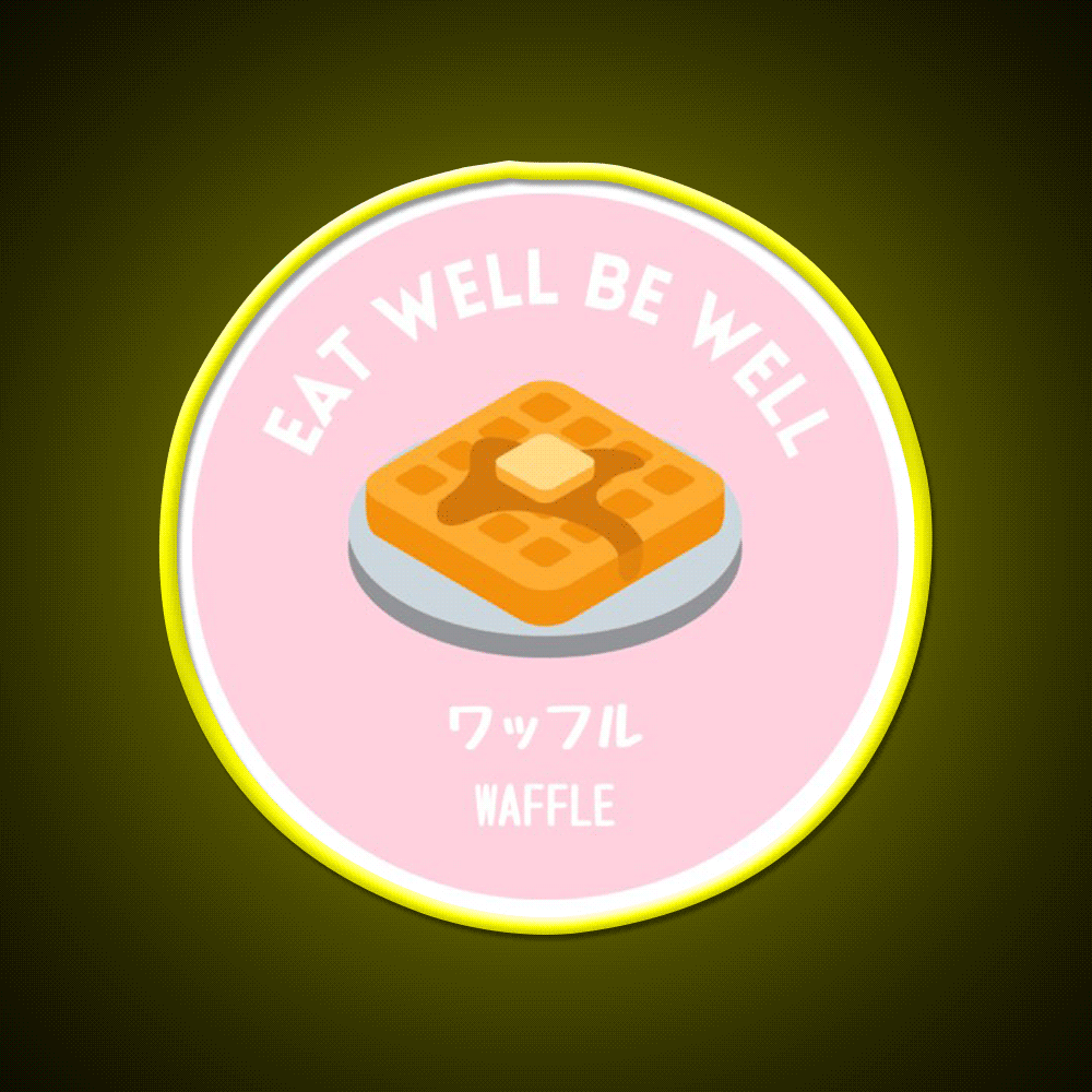 Pastel Pink Waffle Pancake Sweet Snack Food Led Neon Sign Rgb Color - Custom LED neon sign front view