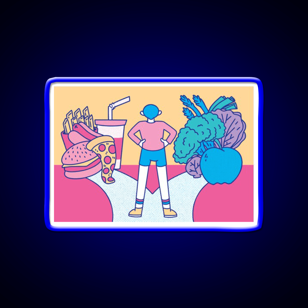 Path Between Fast Food And Healthy Food Led Neon Sign For Burger Place Rgb Color - Shineneon