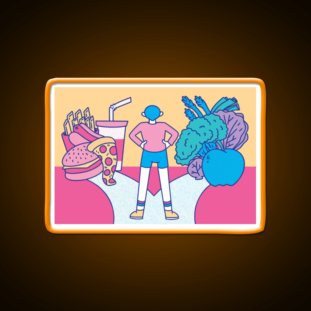 Path Between Fast Food And Healthy Food Led Neon Sign For Burger Place Rgb Color - Shineneon
