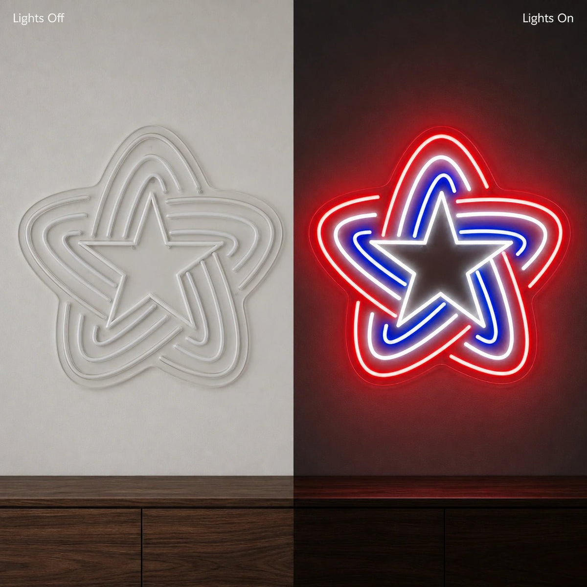 Patriotic Line Star LED Neon Sign Garage Man Cave Neon Sign - Shineneon