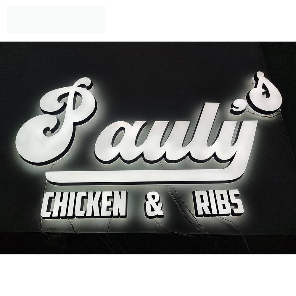 Pauly Chicken And Ribs 3D Frontlit And Backlit Channel Letter Led Light Sign - Shineneon