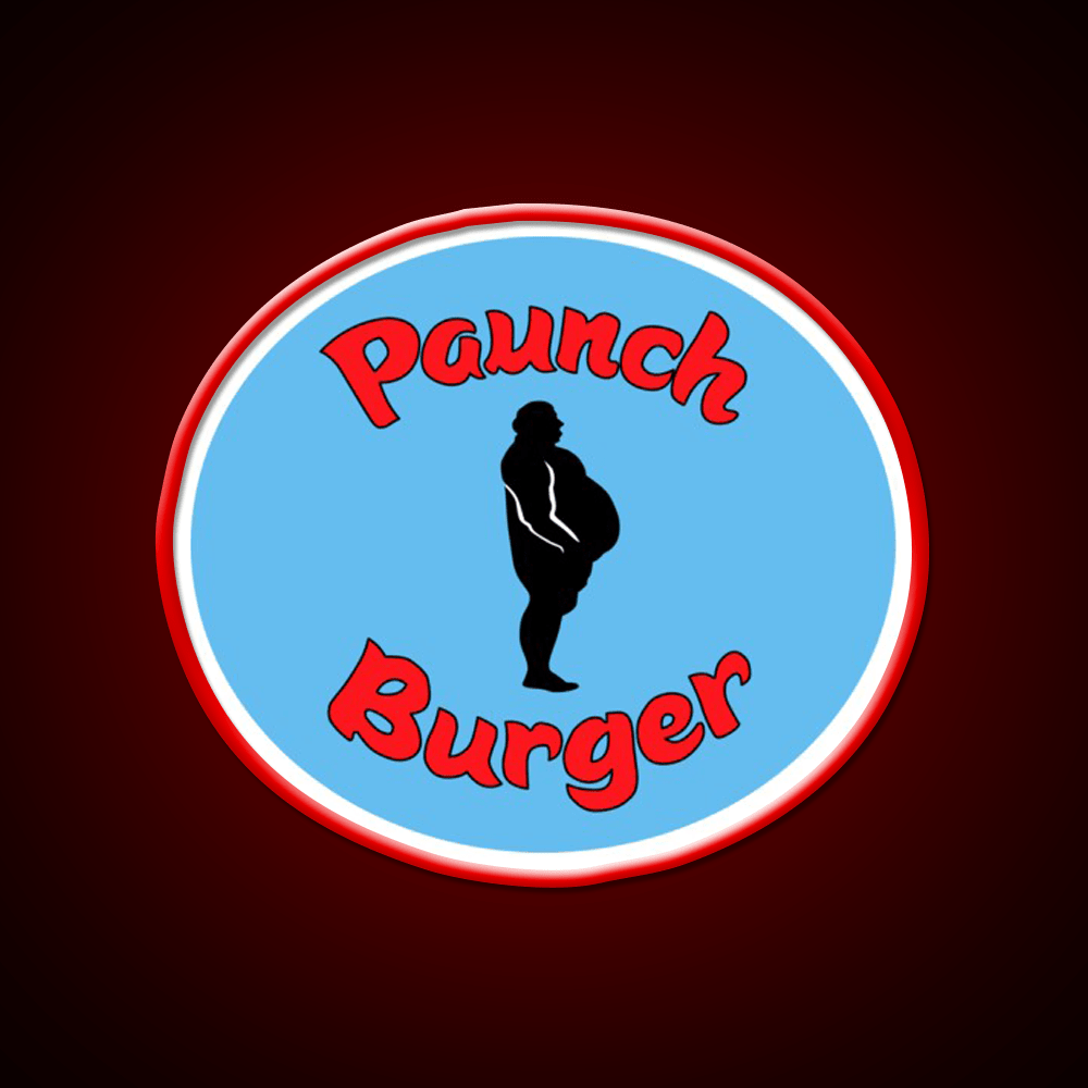 Paunch Burger Logo Parks Recreation Led Neon Sign For Burger Place Rgb Color - Shineneon
