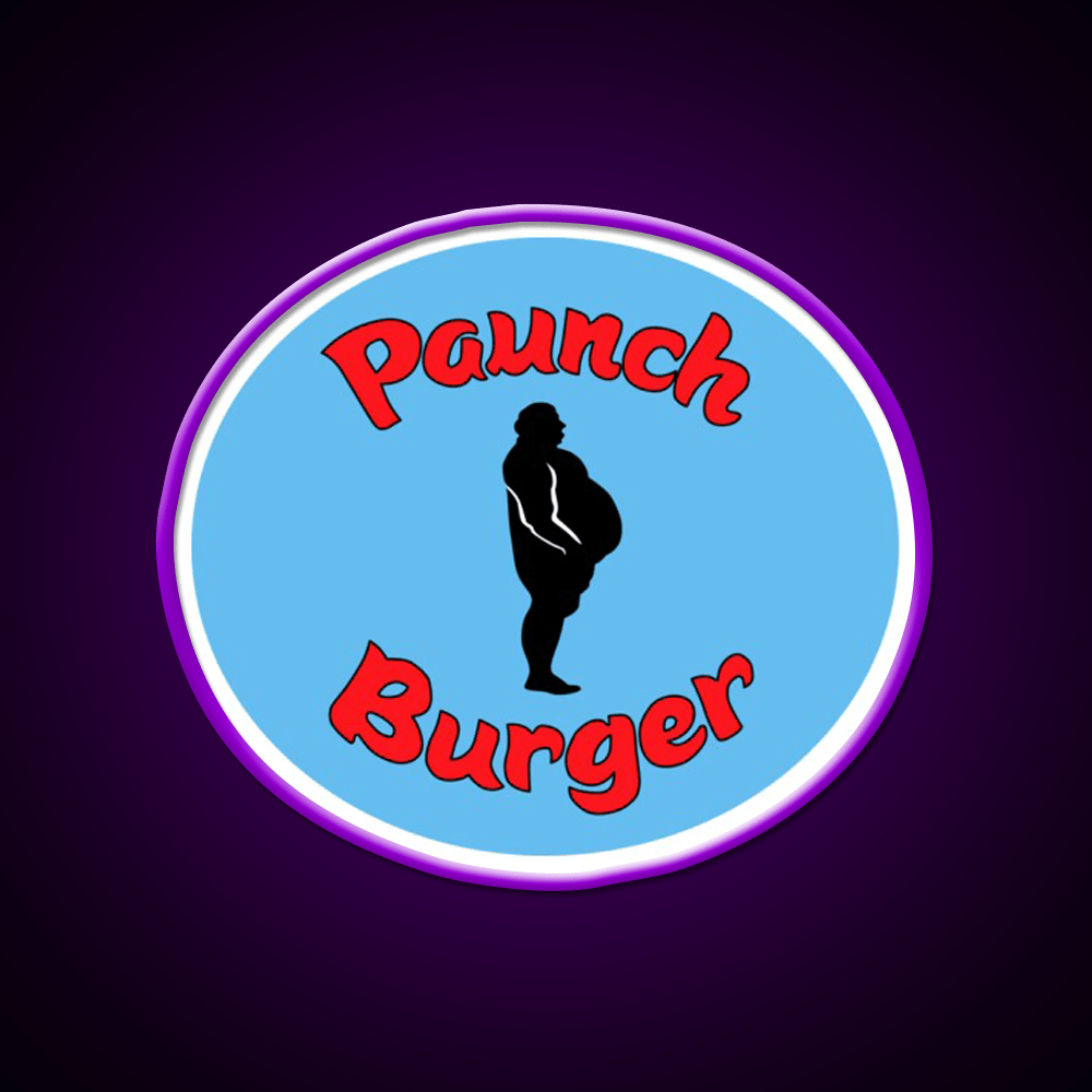 Paunch Burger Logo Parks Recreation Led Neon Sign For Burger Place Rgb Color - Shineneon