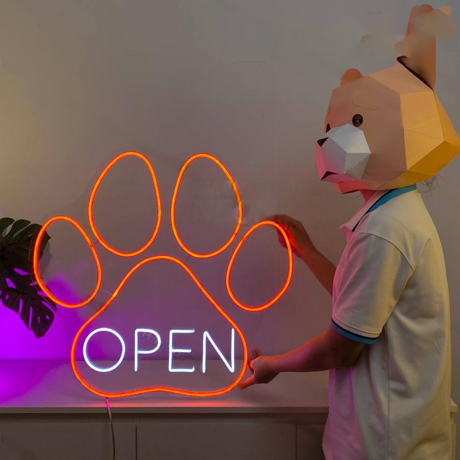 Paw Dog Open Led Neon Sign Dog Led Neon Sign | Shineneon