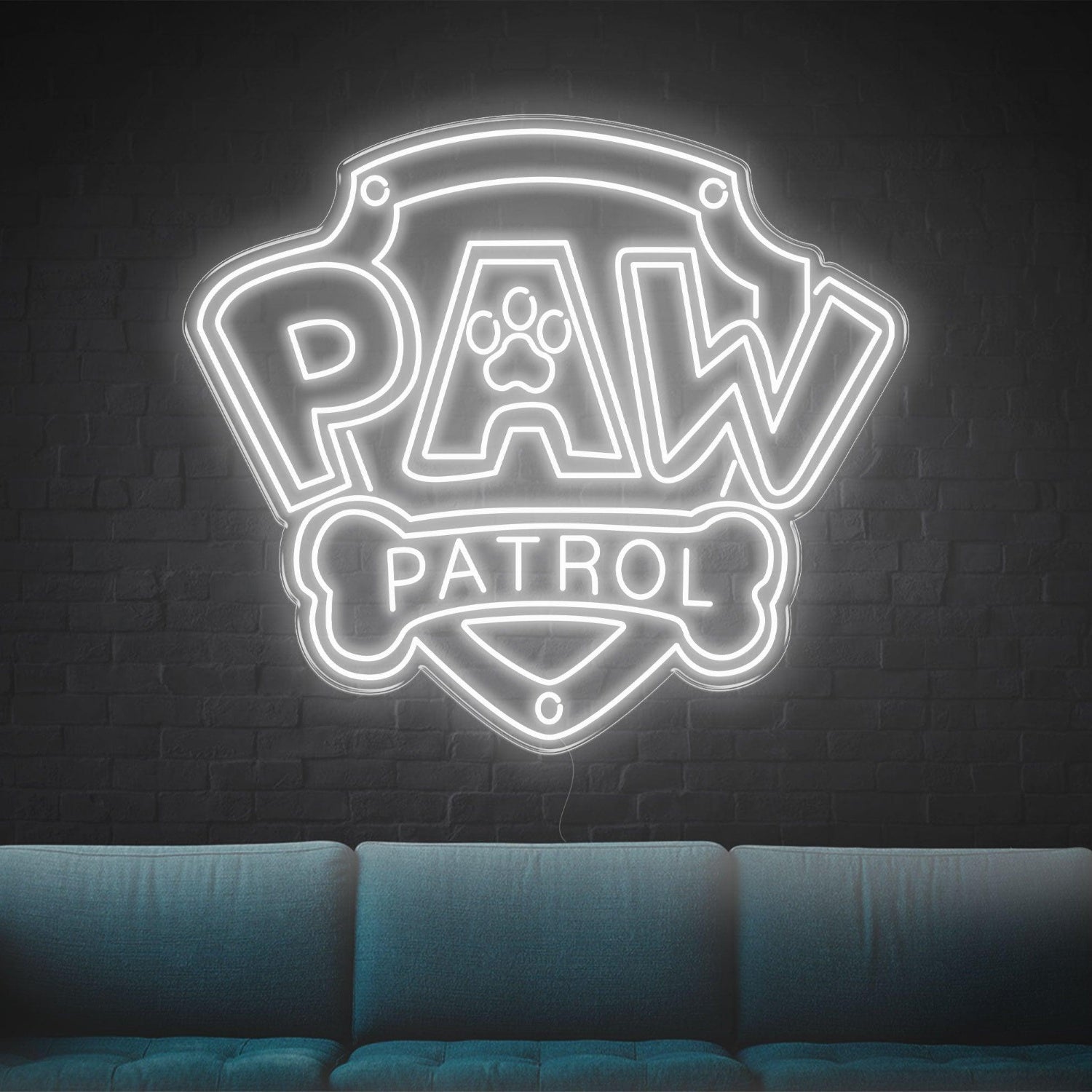 Paw Patrol Yellow Shield Dog Bone Led Neon Sign For Kids Room | Shineneon