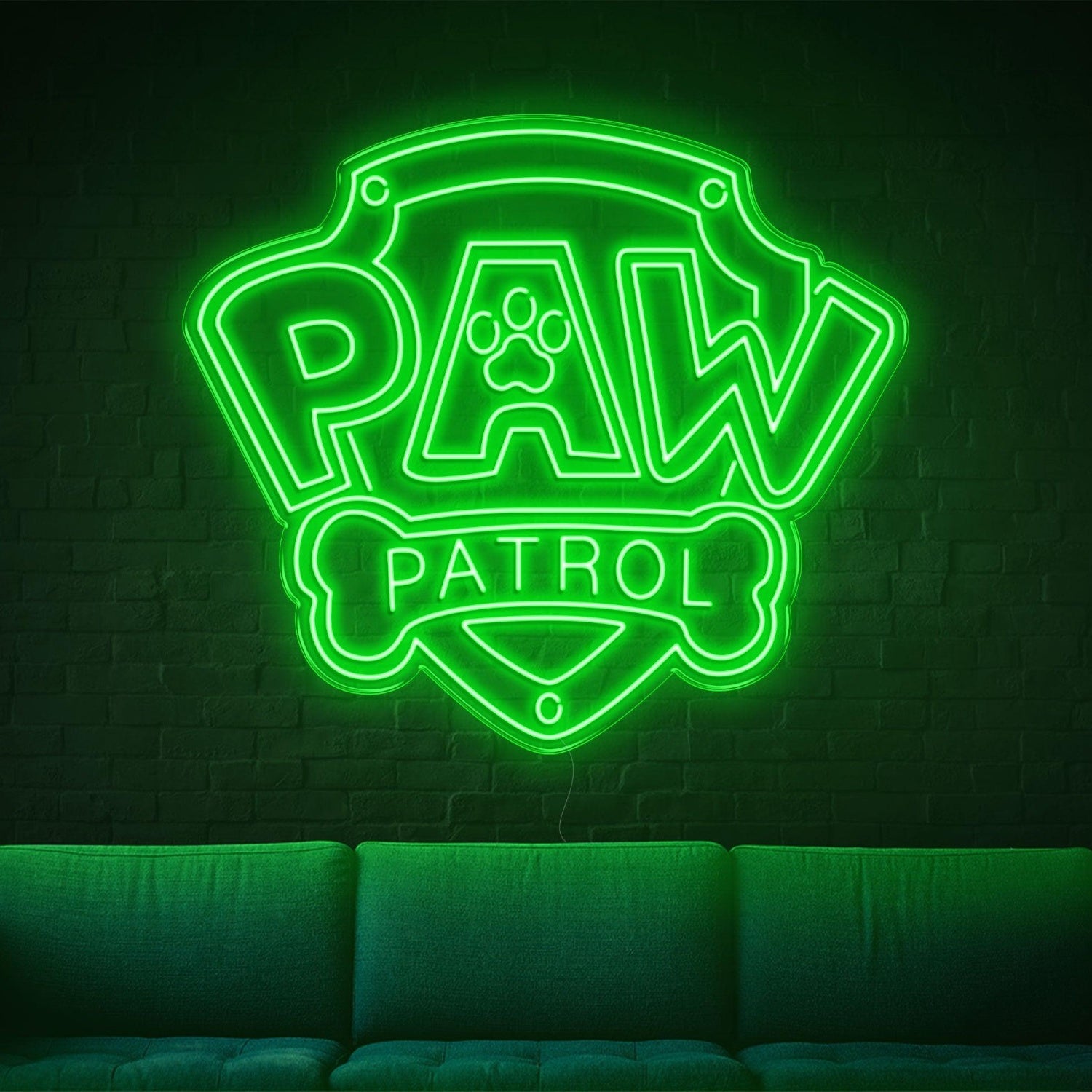 Paw Patrol Yellow Shield Dog Bone Led Neon Sign For Kids Room | Shineneon