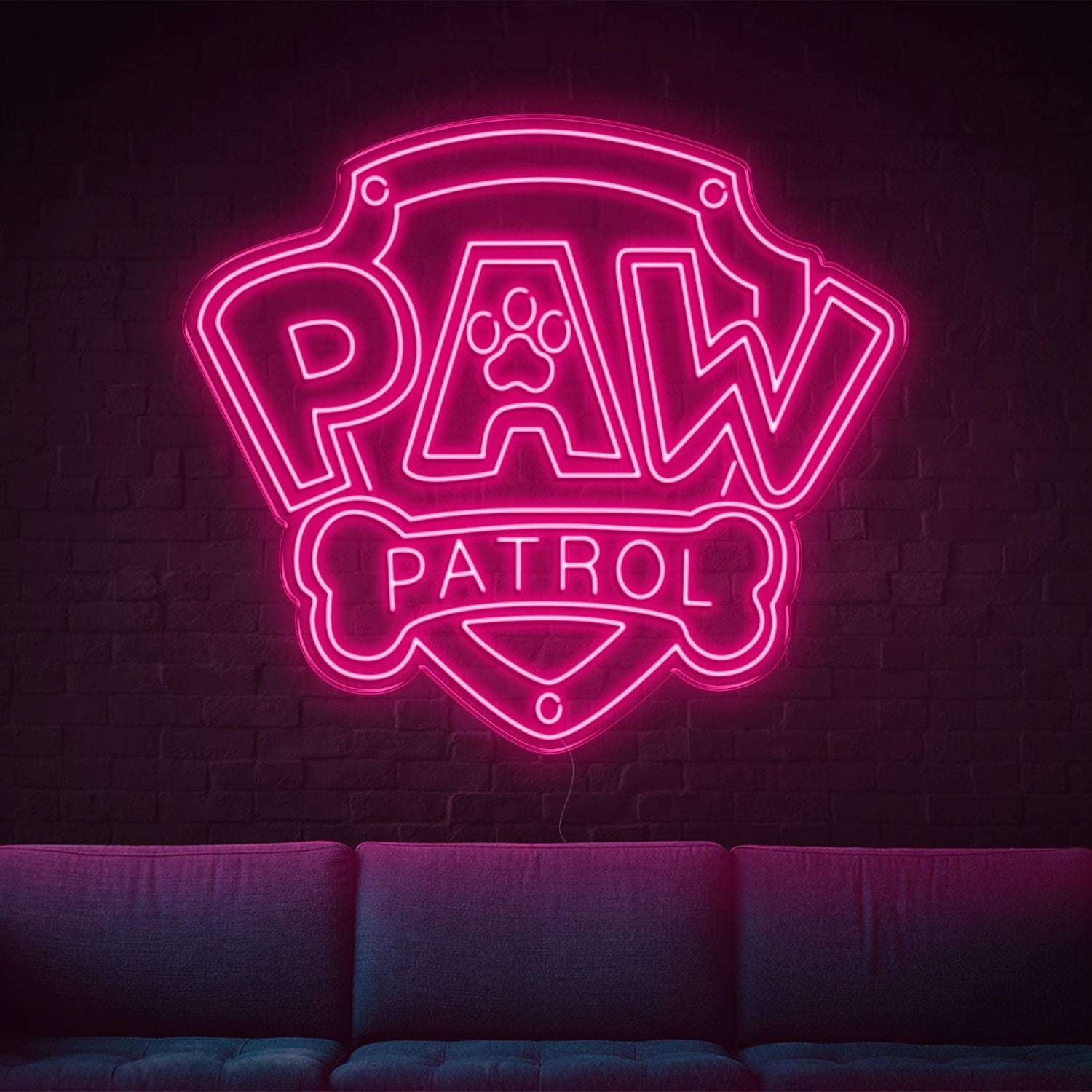Paw Patrol Yellow Shield Dog Bone Led Neon Sign For Kids Room | Shineneon