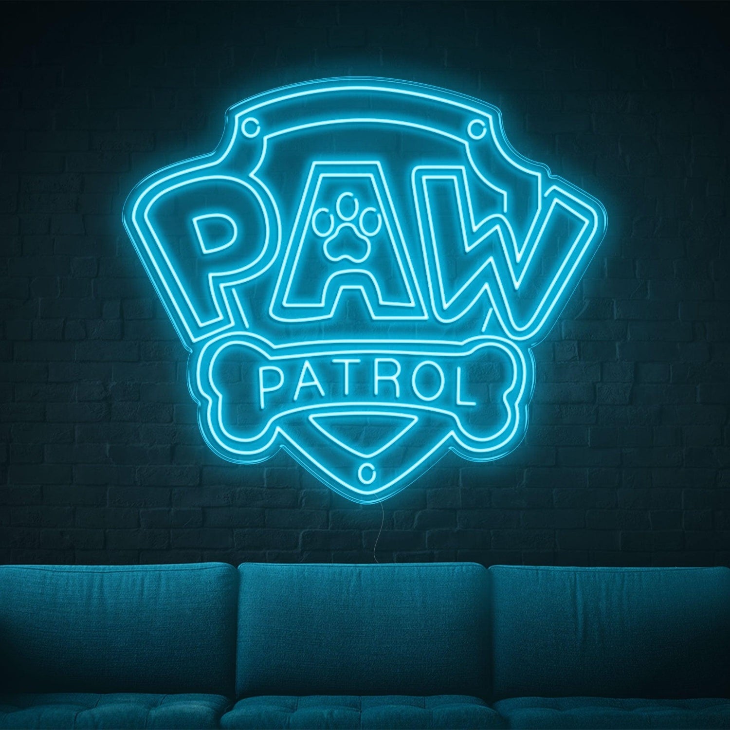 Paw Patrol Yellow Shield Dog Bone Led Neon Sign For Kids Room | Shineneon