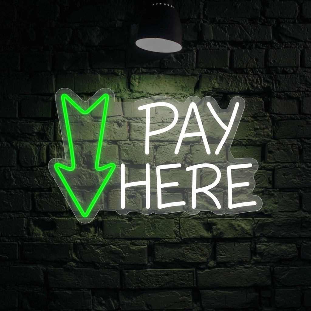 Pay Here On A Brick Wall Decor LED Neon Sign - 01 Original Product Image