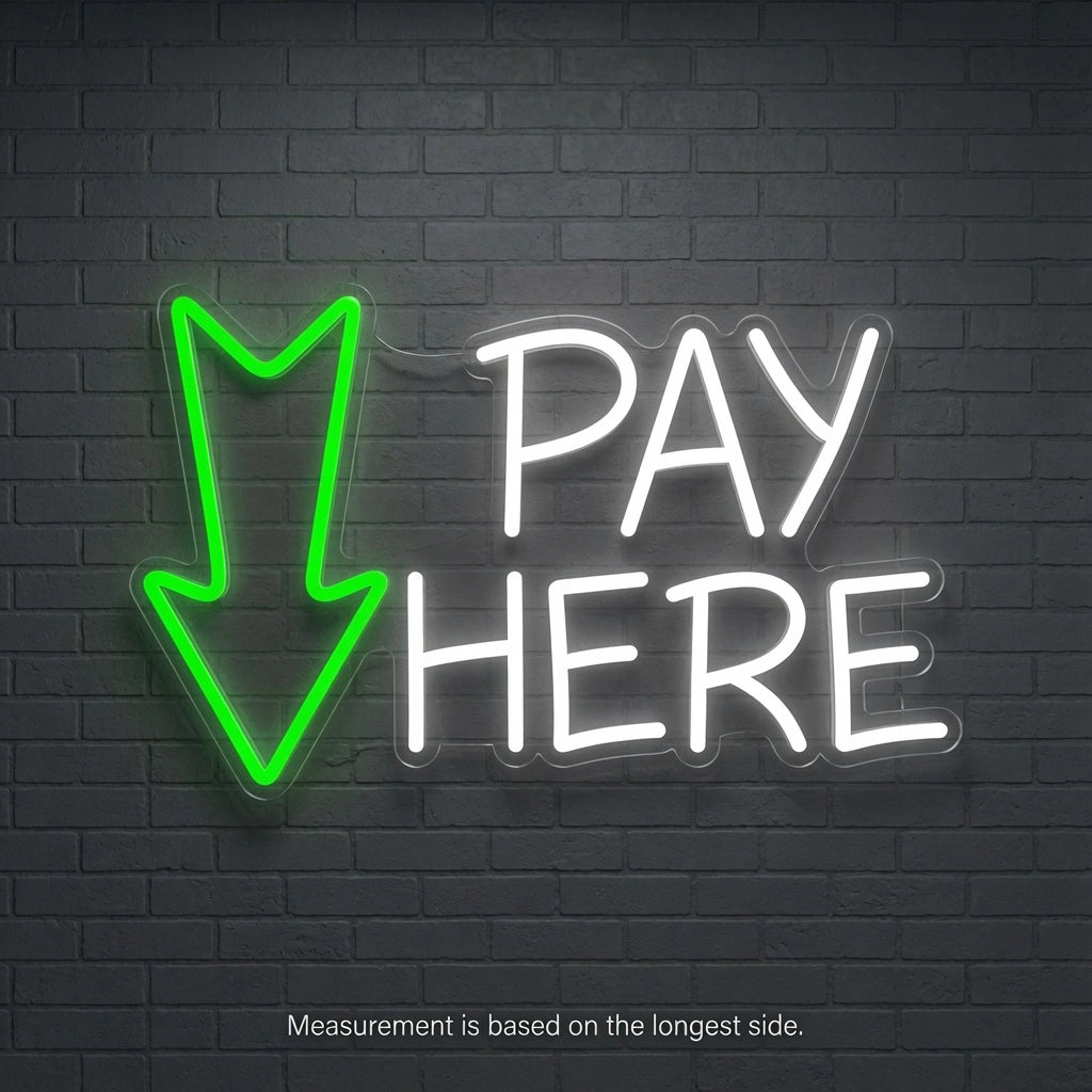 Pay Here On A Brick Wall Decor LED Neon Sign - 04 Size Image