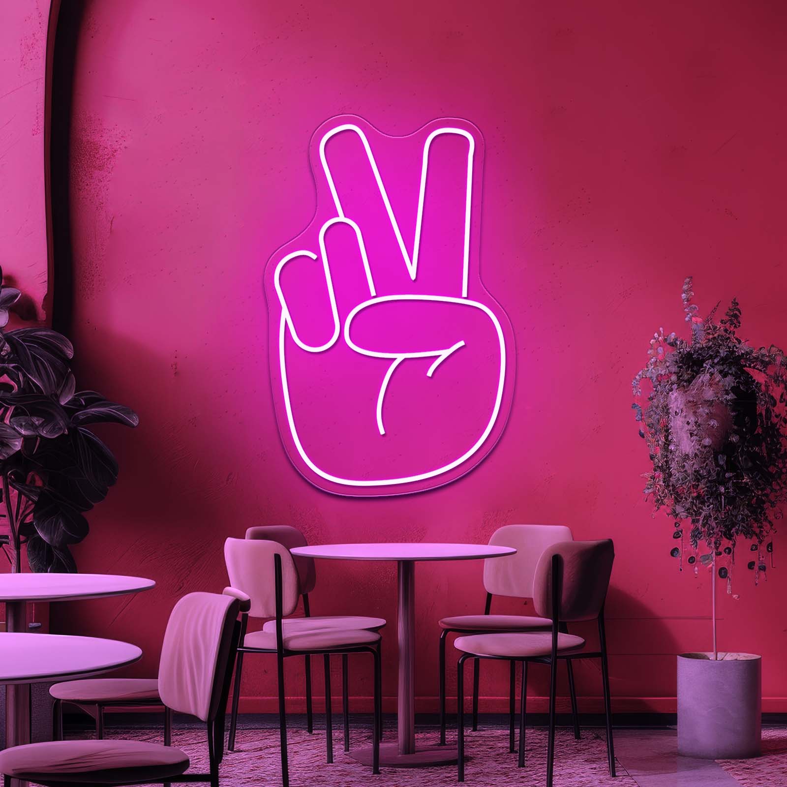 Peace Hand Cheap Neon Signs - LED neon sign close-up detail